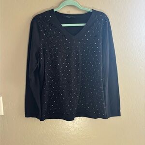Tommy Hilfiger Black Studded Long Sleeve Top